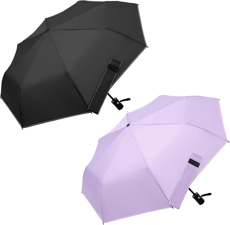 Lilac Compact Travel Windproof Umbrella, 43" Auto open/close Folding Quick Dry Umbrellas for Rain, Lightweight Portable Small for Backpack Car, Thoughtful Gift for Women Men Kids, TSA Approved - Image 1